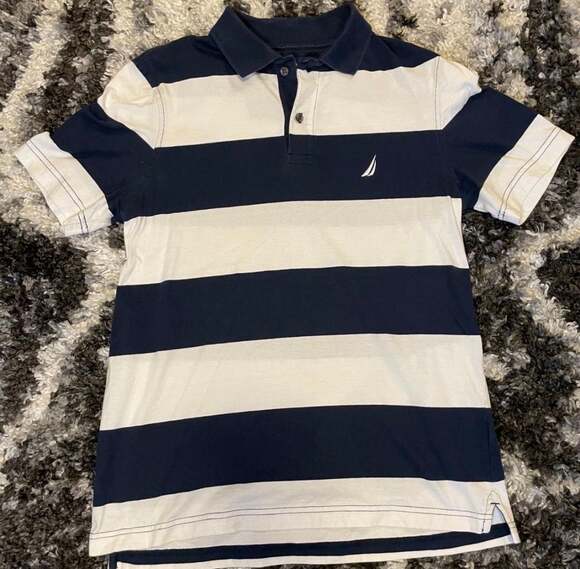 Nautica Other - Nautica Men's Classic Fit Striped Short Sleeve Cotton Polo Shirt, Navy/White